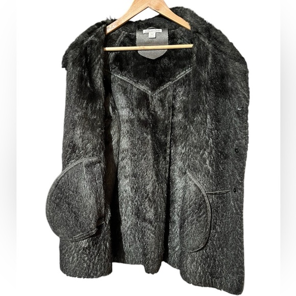 Coldwater Creek Metallic Faux Leather Fur Lined Jacket Pewter Relaxed Fit $230 - Picture 7 of 15